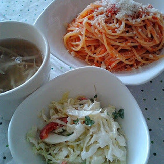 シンプル♪　パルミジャーノとトマトのスパゲッティ