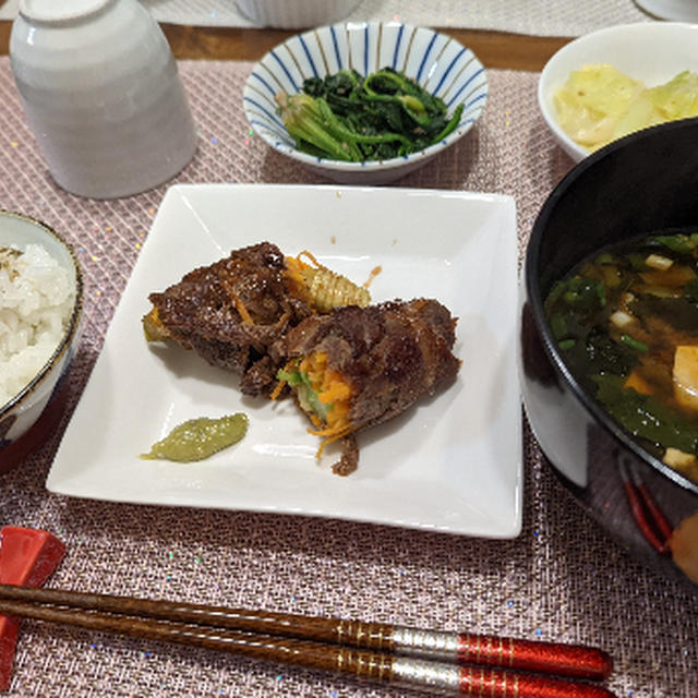 アスパラガスと人参の牛肉巻き