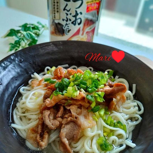 《レシピ有》にんべんかつおこんぶだしde肉うどん。