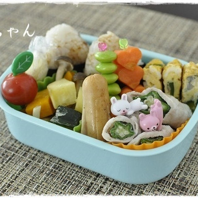 切り口が可愛い♪オクラの豚バラ肉巻きお弁当。