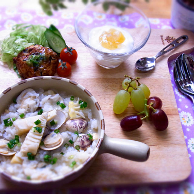 タケノコとハマグリのリゾット(雑炊)・筍ご飯とハマグリの潮汁のリメイク料理