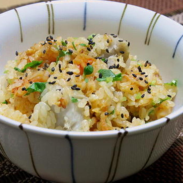 14/02/14　里芋とホタテとキムチの炊き込みご飯