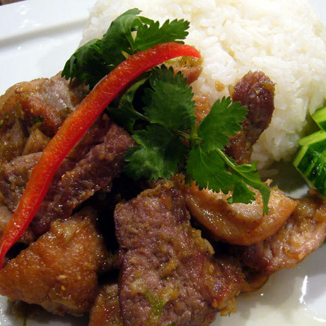 鶏味塩のお料理レシピ　豚バラ肉の唐揚げご飯