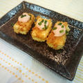 意外と美味しい、豆腐のフライ。明太マヨ乗せ。