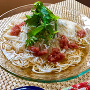 青じそドレッシングでさっぱり！梅としらすの青じそそうめんレシピ(*^^*)