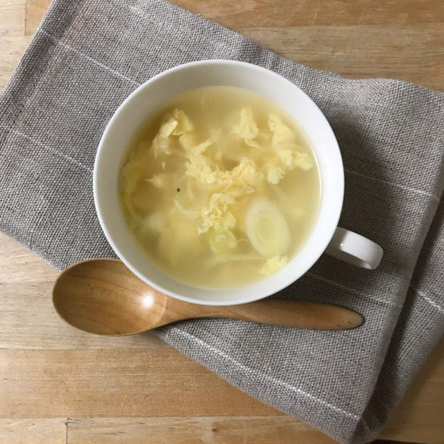 生姜たっぷり！長葱と溶き卵の簡単スープ と油を使うか使わないか