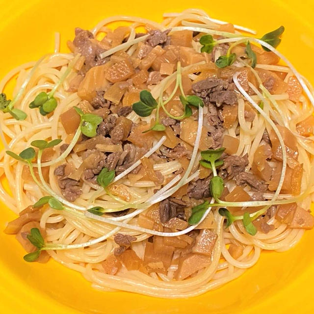 薬膳ってなぁに？今日は人間関係運アップのパスタがラッキー、牛肉とたけのこのしぐれ煮パスタで薬膳！