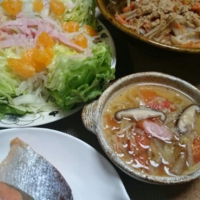 蓮根のきんぴら 白菜トロトロスープ