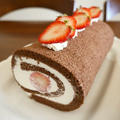 【バレンタイン】苺のココアロールケーキ♪