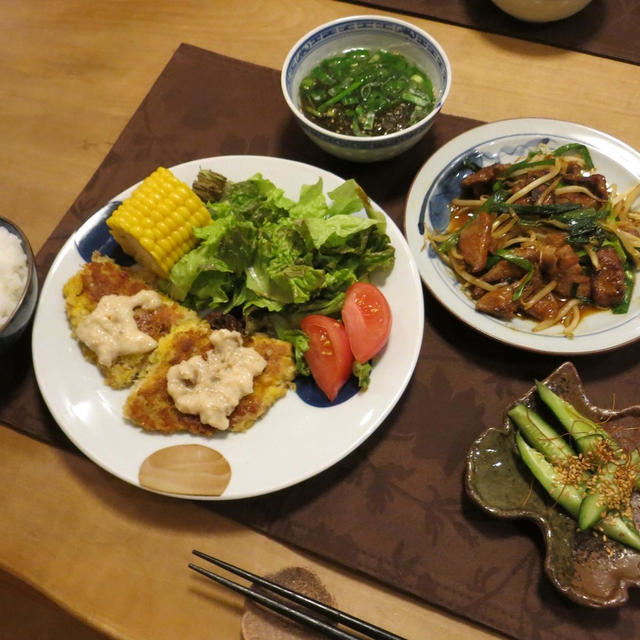 フィッシュ南蛮＆ニラレバの晩ご飯　と　紫陽花”ダンス・パーティー”♪