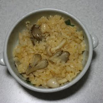 簡単！きのこのリゾット風たまごかけごはん