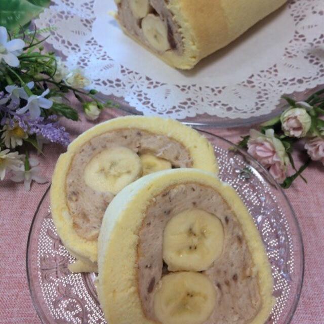 マロンクリームでバナナシフォンロールケーキ！