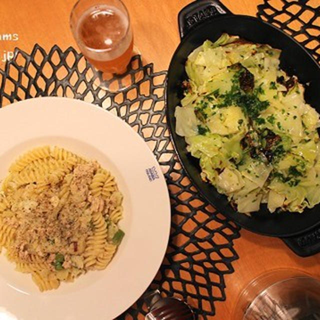 『カリフラワーと鶏挽肉のカチョエペペ』な夜ごはん。
