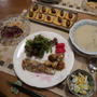 鱈のハーブオイル焼＆クラムチャウダーの晩ご飯　と　クレオメの花♪