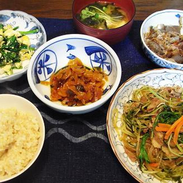 豚肉と水菜のチャプチェ＆今年も最後
