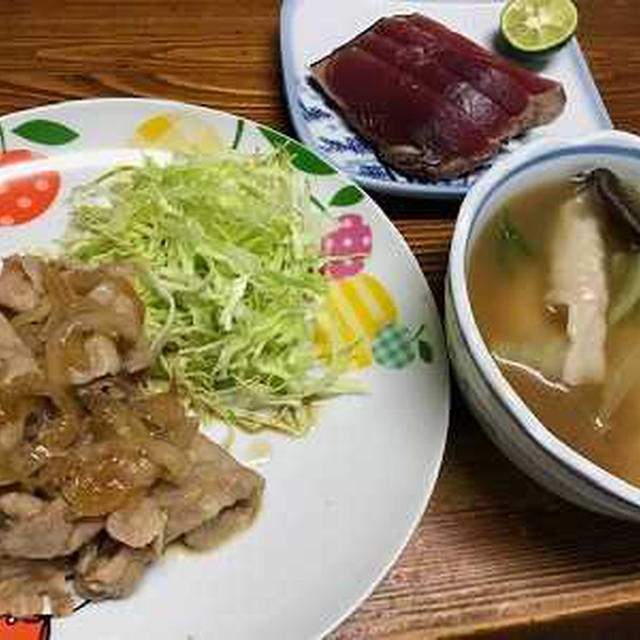 豚の生姜焼きとスープ餃子