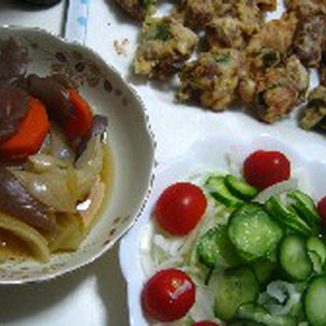 豚肉ロール天・新玉ネギスライスサラダ