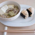 豚バラと白菜のお鍋とさけおにぎりの和ごはん by geminiさん