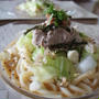 梅豚ゴマ酢冷やしうどん。　おうちで北海道スープカレー。