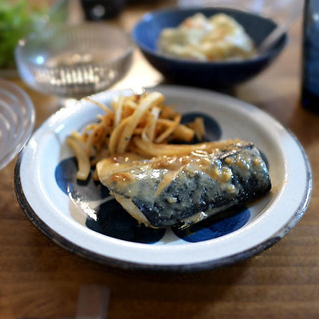 鯖味噌と小田巻蒸し