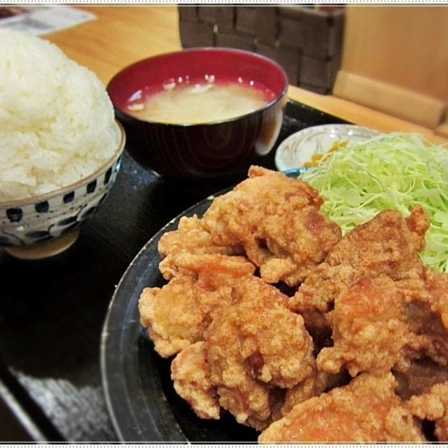 すごいの発見♪博多めんたい唐揚げ定食･特盛980円でお腹いっぱいだ～！！