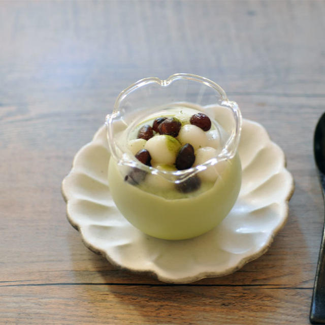 抹茶プリン　ころころ白玉添え　　ミミィ（イモトアヤコさん風）