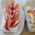 天ぷら粉でスポンジケーキを焼いて、いちごのショートケーキ♪