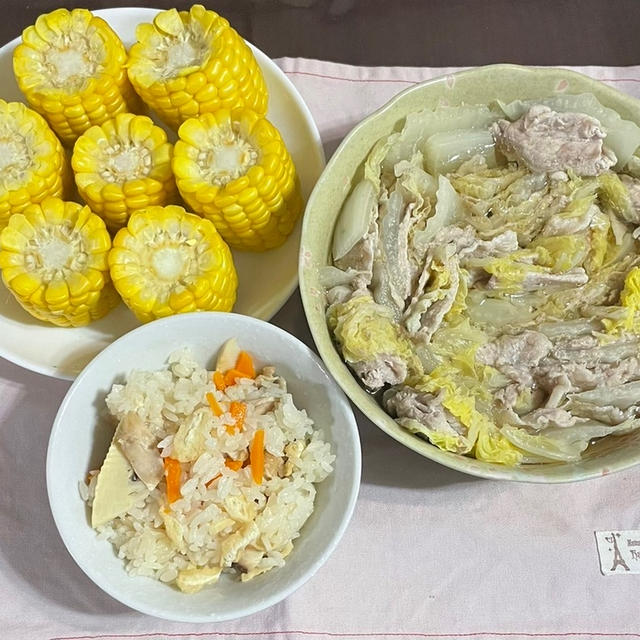 メンテナンス！ 豚肉と白菜のミルフィーユ煮♪ 炊き込みご飯♪