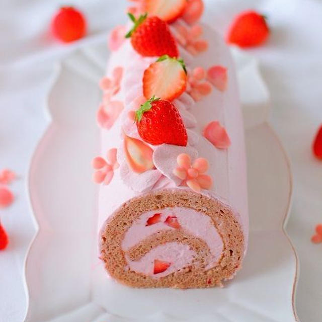 春爛漫のピンクのロールケーキ By あいりおーさん レシピブログ 料理ブログのレシピ満載