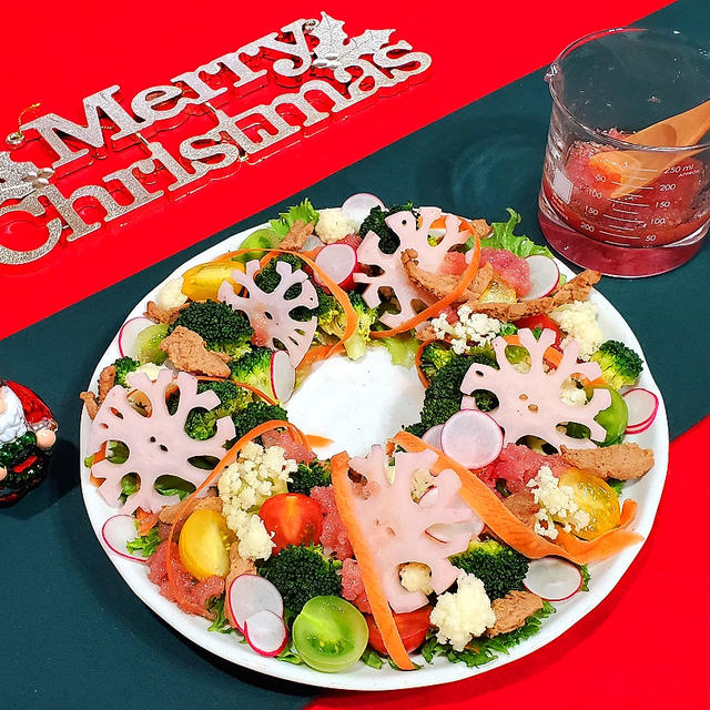 ★【クリスマス】リースサラダ作ったよ♪