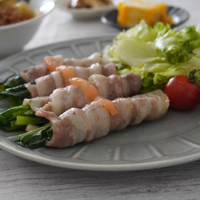 【スパイスアンバサダー】レンジで簡単！小松菜の豚肉巻き～グレープフルーツビネ果をそえて～