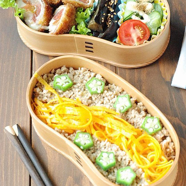 【男子高校生】七夕そぼろ弁当