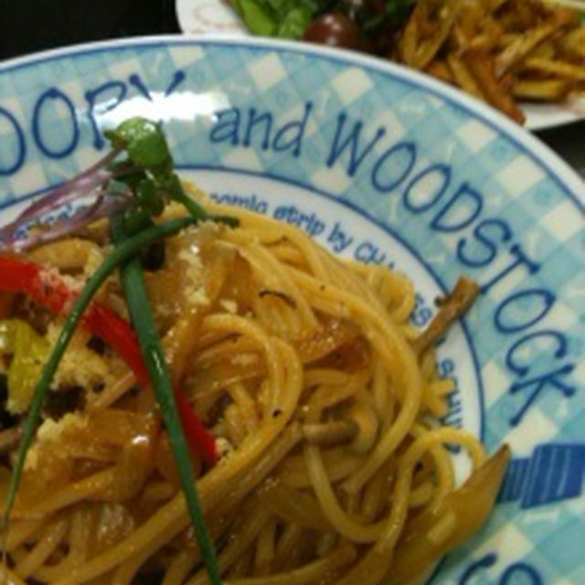 カリカリポテトサラダ&バター醤油パスタ