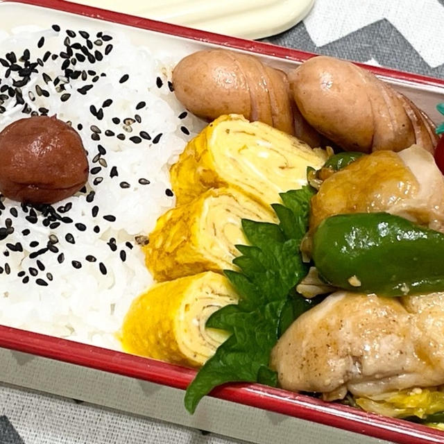 【お弁当】お弁当作り/bento/鶏肉とキャベツのピリ辛味噌炒め《アラフィフ旦那弁当》