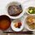 和食の朝ごはん　お好み焼き　サラダ