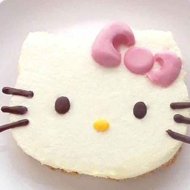 ハローキティのレアチーズケーキの簡単な作り方 Hello kitty cake