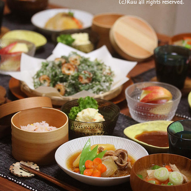 【献立】肉じゃがと炊き込みご飯など。～残り物一掃系晩ご飯～