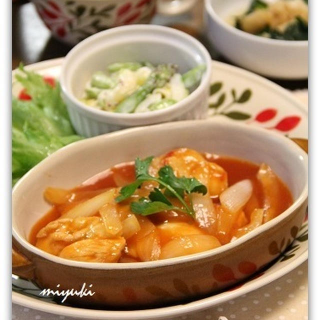 鶏肉のにん玉チリソース