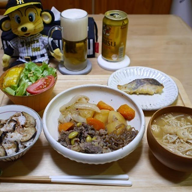 肉じゃが　なすご飯