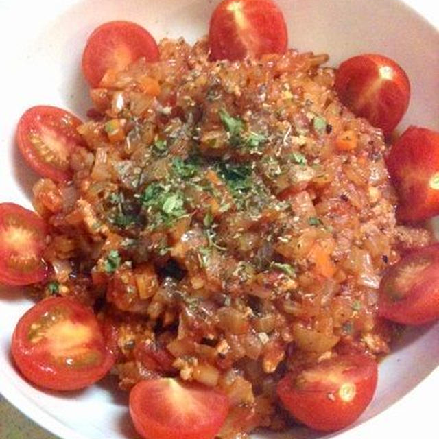 「ひき肉とタマネギとニンジンのトマトジンジャー炒め」を作ってみた！