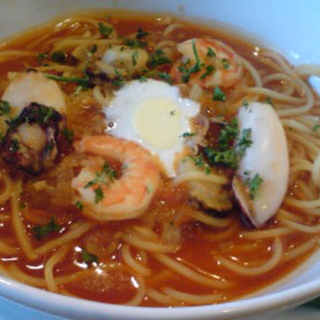 ココスの魚介のスープパスタ☆やっと仕事が終わり。。。