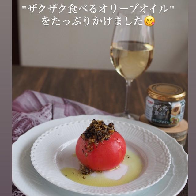 ・・トマトの冷製ファルシィにザクザク食べるオリーブオイルをたっぷりかけて...