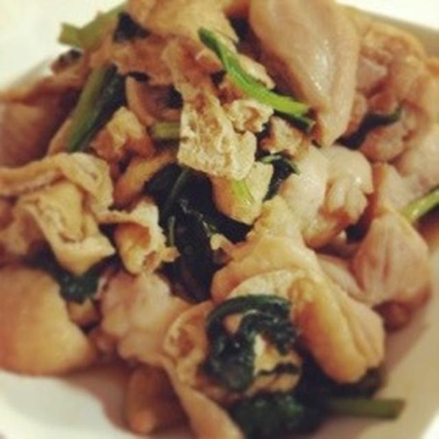 小松菜と油揚げと鶏肉の♬