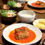 ロール白菜のトマト煮 と きのこのポタージュスープ。