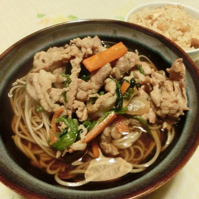 豆腐チーズハンバーグ♪　　肉そば♪