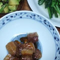 豚の角煮と小松菜の炒め物