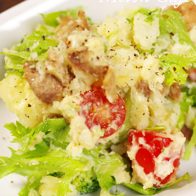 肉入りポテトサラダ☆簡単がっつり野菜と肉おかず