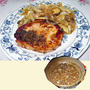 デイリー・レシピ～ハムステーキ、黒オリーブとバルサミコ酢のソース R#043