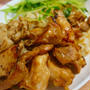 鶏もも＆豚の豆苗添え焼肉風メシ　フキノトウ味噌　ほうれん草のお浸し　せりのお浸し　アスパラの生ハム巻とミニトマト焼き　　野菜スティック＆バーニャカウダ