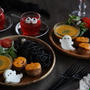 今年のハロウィンごはんはワンプレートに（ミイラパスタにおばけつくね）